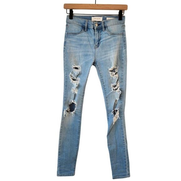 Pacsun Light Wash Jegging Skinny Jeans Stretch Distressed Women's 25 - Picture 1 of 7